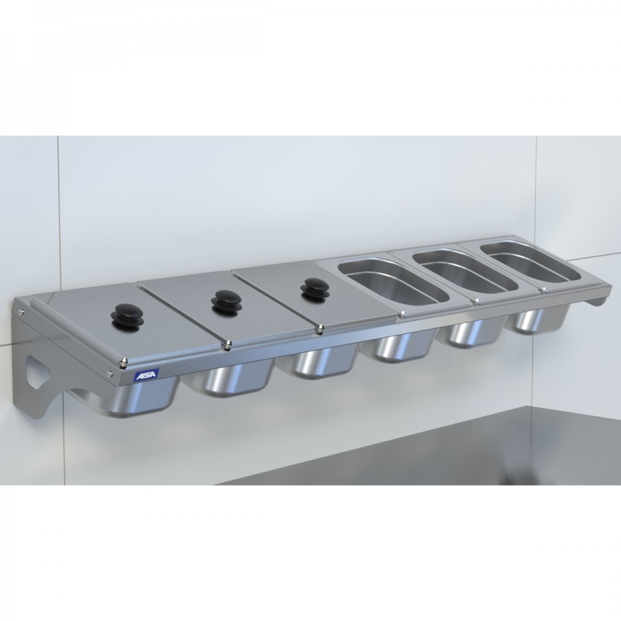Condimentadora de Parede 6 Cubas Inox 1/6 100mm - Aisa